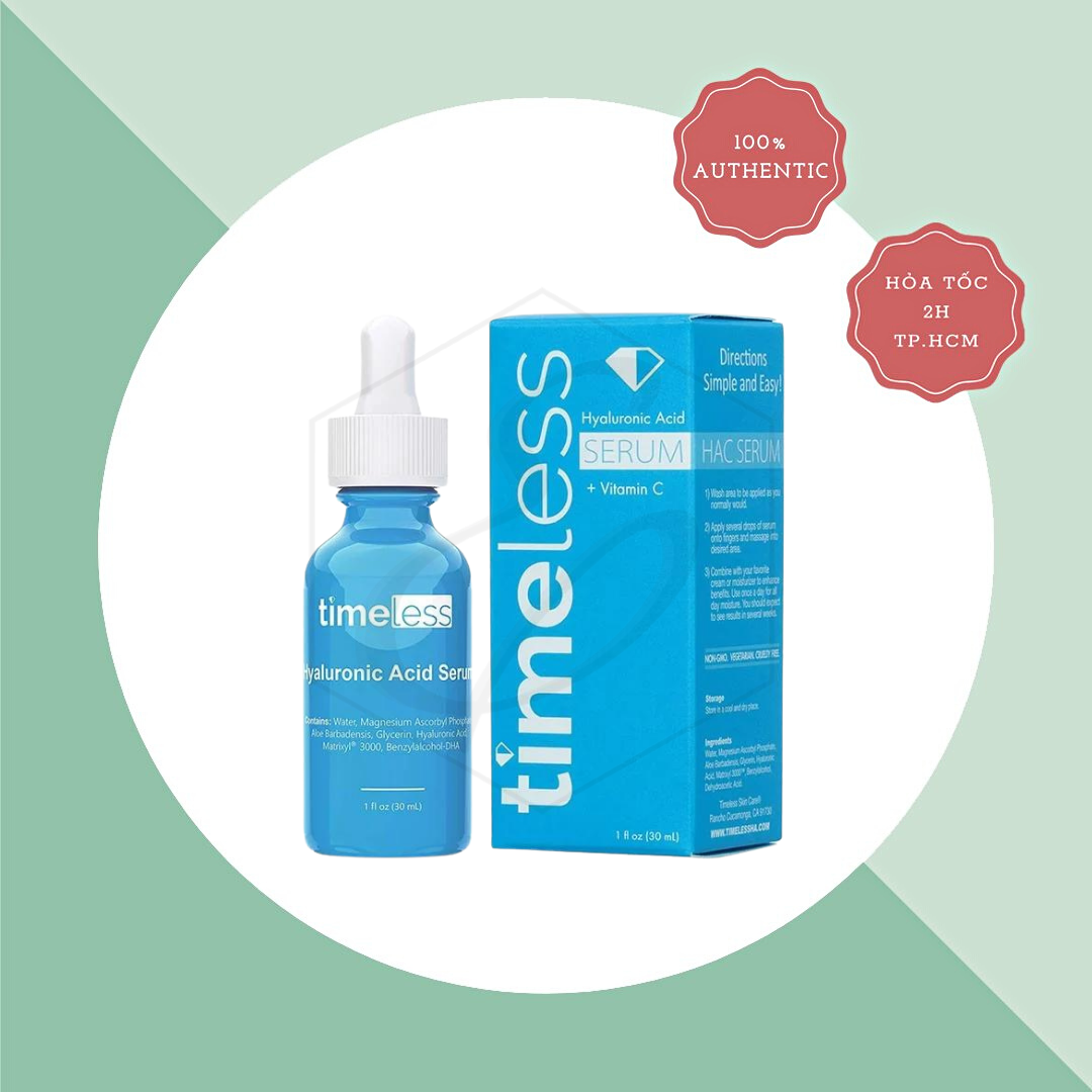 Tinh chất dưỡng ẩm, làm sáng da Timeless Hyaluronic Acid + Vitamin C Serum - 30ml
